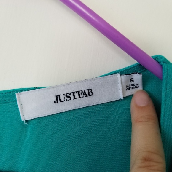 JustFab teal v-neck long sleeve romper - Picture 3 of 8